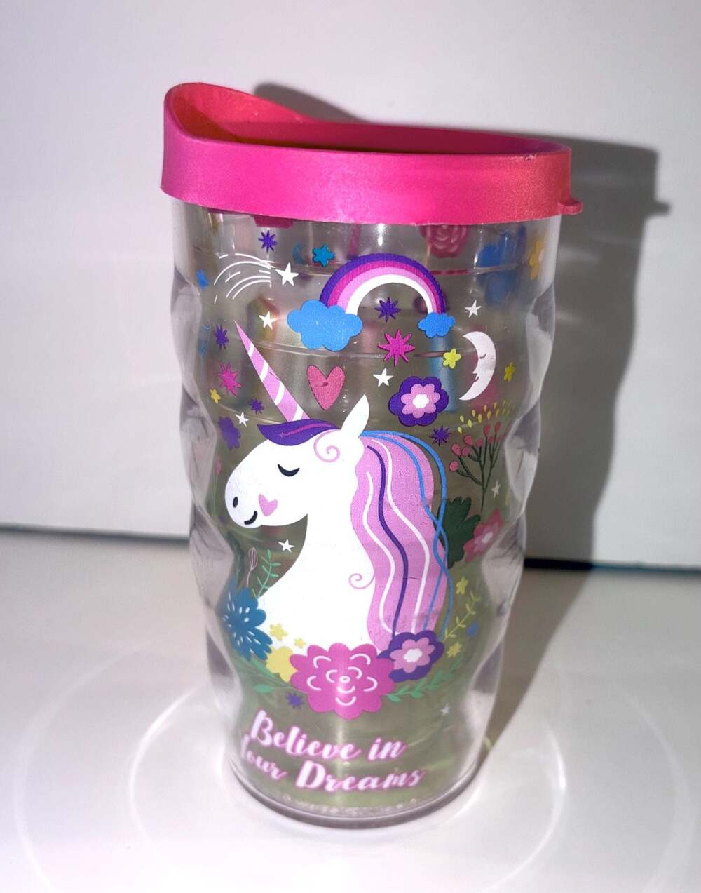 Tervis Unicorn Floral Wavy Insulated Tumbler with Pink Lid Believe in Your Dream